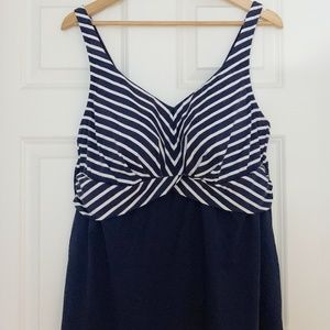 Lands End Plus Drape Front Tankini Top - Sz 18W